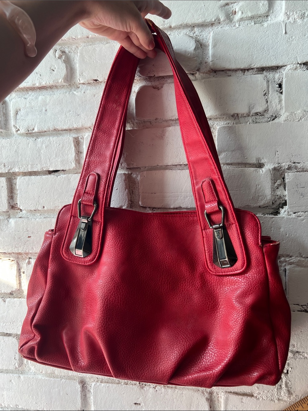 Red Leather Shoulder Bag - Unbranded faux leather purse